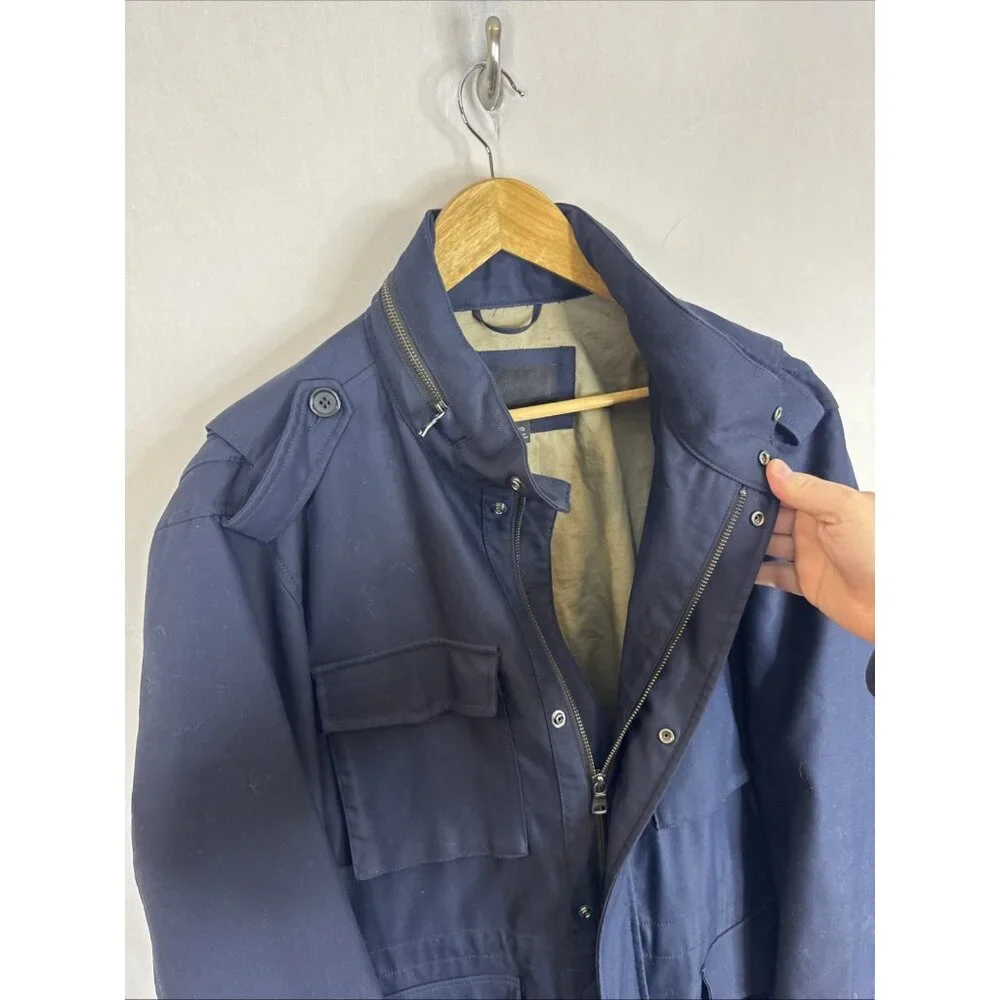 Banana‎ Republic 4 Pocket Field Jacket Navy Cotton Nylon Mens L Military Style